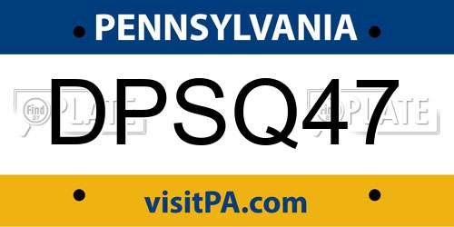 DPSQ47 Pennsylvania License Plate