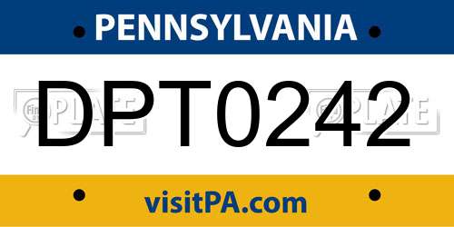 DPT0242 Pennsylvania License Plate