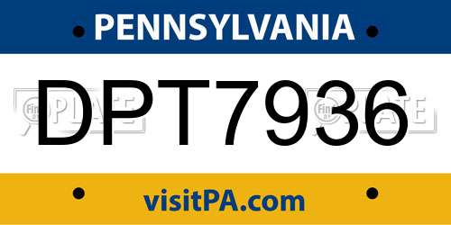 DPT7936 Pennsylvania License Plate