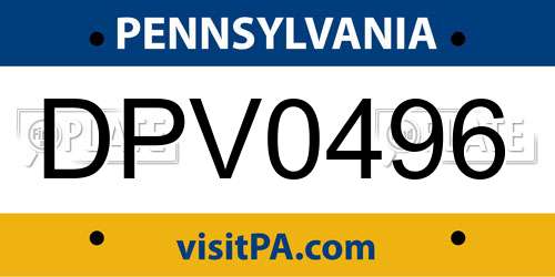 DPV0496 Pennsylvania License Plate