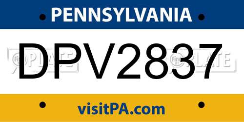 DPV2837 Pennsylvania License Plate