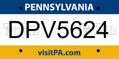 DPV5624 Pennsylvania License Plate