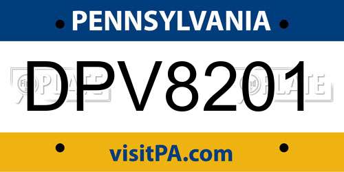 DPV8201 Pennsylvania License Plate