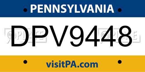 DPV9448 Pennsylvania License Plate
