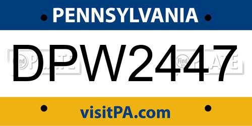 DPW2447 Pennsylvania License Plate