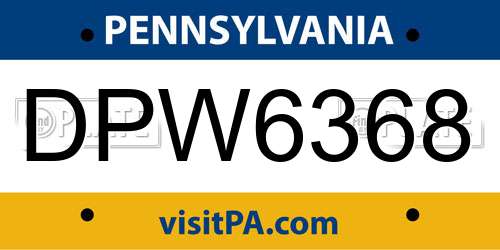 DPW6368 Pennsylvania License Plate
