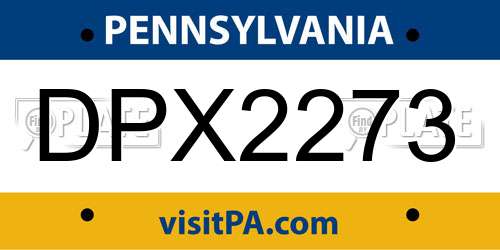 DPX2273 Pennsylvania License Plate