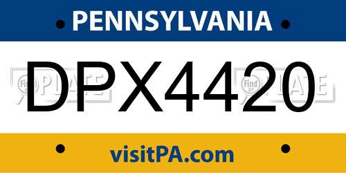 DPX4420 Pennsylvania License Plate