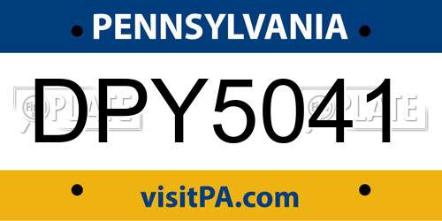 DPY5041 Pennsylvania License Plate