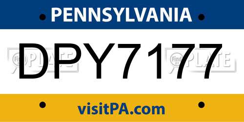 DPY7177 Pennsylvania License Plate