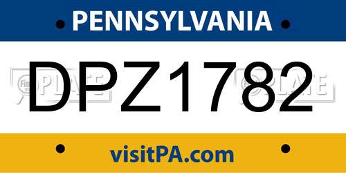 DPZ1782 Pennsylvania License Plate