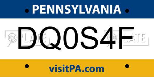 DQ0S4F Pennsylvania License Plate