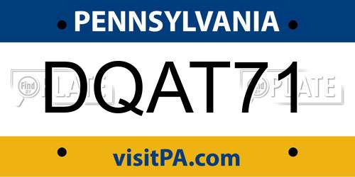 DQAT71 Pennsylvania License Plate
