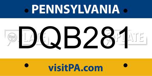 DQB281 Pennsylvania License Plate