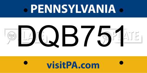 DQB751 Pennsylvania License Plate