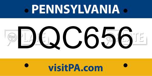 DQC656 Pennsylvania License Plate