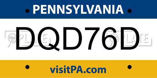 DQD76D Pennsylvania License Plate