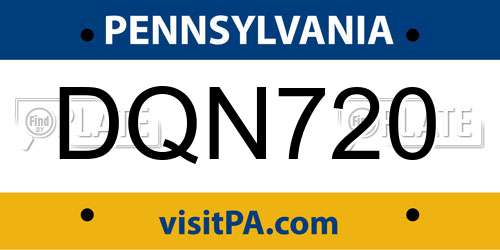 DQN720 Pennsylvania License Plate