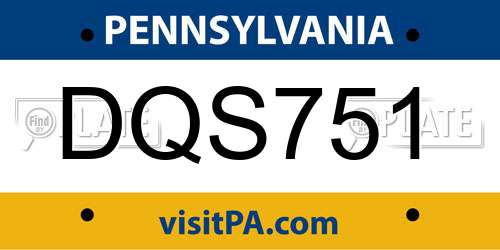 DQS751 Pennsylvania License Plate