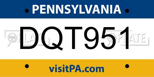 DQT951 Pennsylvania License Plate