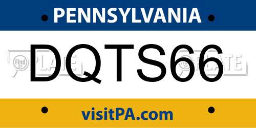 DQTS66 Pennsylvania License Plate