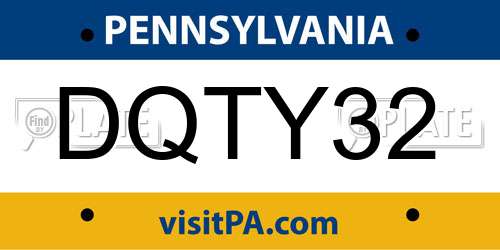 DQTY32 Pennsylvania License Plate