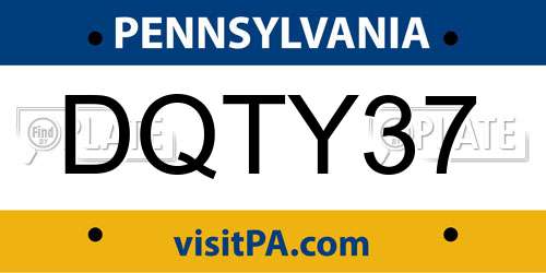 DQTY37 Pennsylvania License Plate