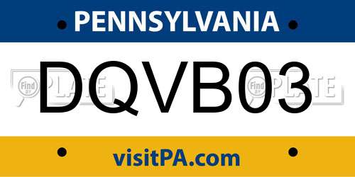 DQVB03 Pennsylvania License Plate