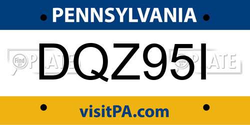 DQZ95I Pennsylvania License Plate