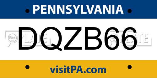 DQZB66 Pennsylvania License Plate