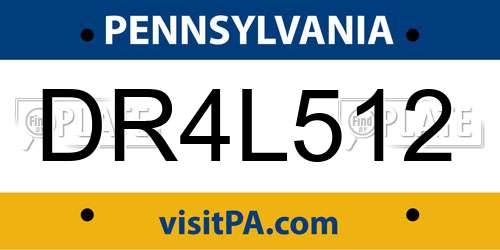 DR4L512 Pennsylvania License Plate