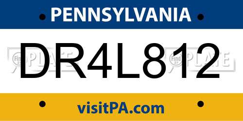 DR4L812 Pennsylvania License Plate