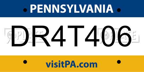 DR4T406 Pennsylvania License Plate
