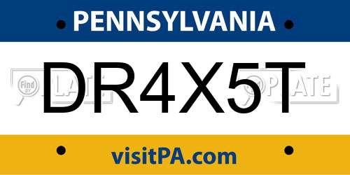 DR4X5T Pennsylvania License Plate