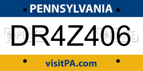 DR4Z406 Pennsylvania License Plate