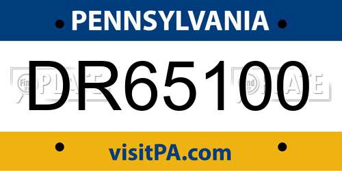 DR65100 Pennsylvania License Plate