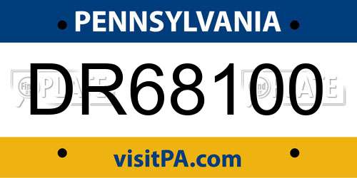 DR68100 Pennsylvania License Plate