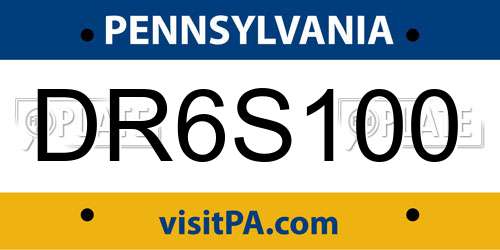 DR6S100 Pennsylvania License Plate