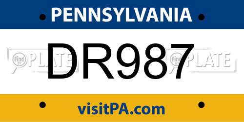 DR987 Pennsylvania License Plate