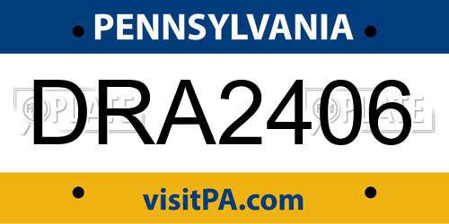 DRA2406 Pennsylvania License Plate