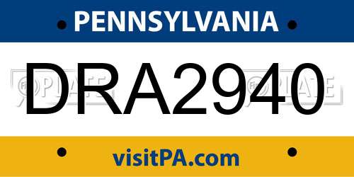 DRA2940 Pennsylvania License Plate