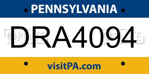 DRA4094 Pennsylvania License Plate