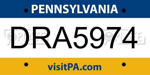 DRA5974 Pennsylvania License Plate