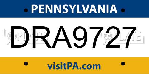 DRA9727 Pennsylvania License Plate