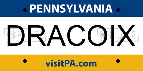 DRACOIX Pennsylvania License Plate