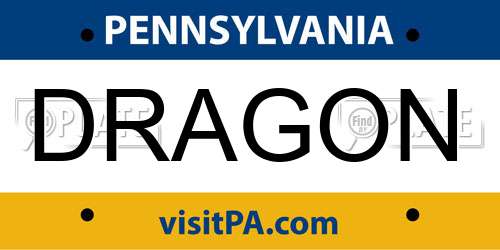 DRAGON Pennsylvania License Plate