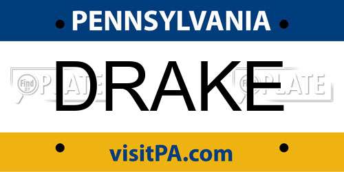 DRAKE Pennsylvania License Plate