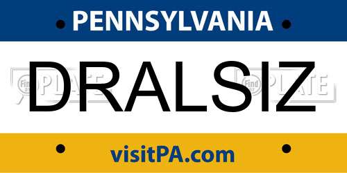 DRALSIZ Pennsylvania License Plate