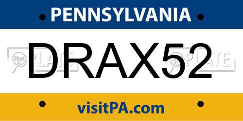 DRAX52 Pennsylvania License Plate