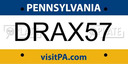 DRAX57 Pennsylvania License Plate